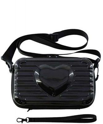 ABS Plastic Heart Mini Crossbody Bag PC713 BLACK